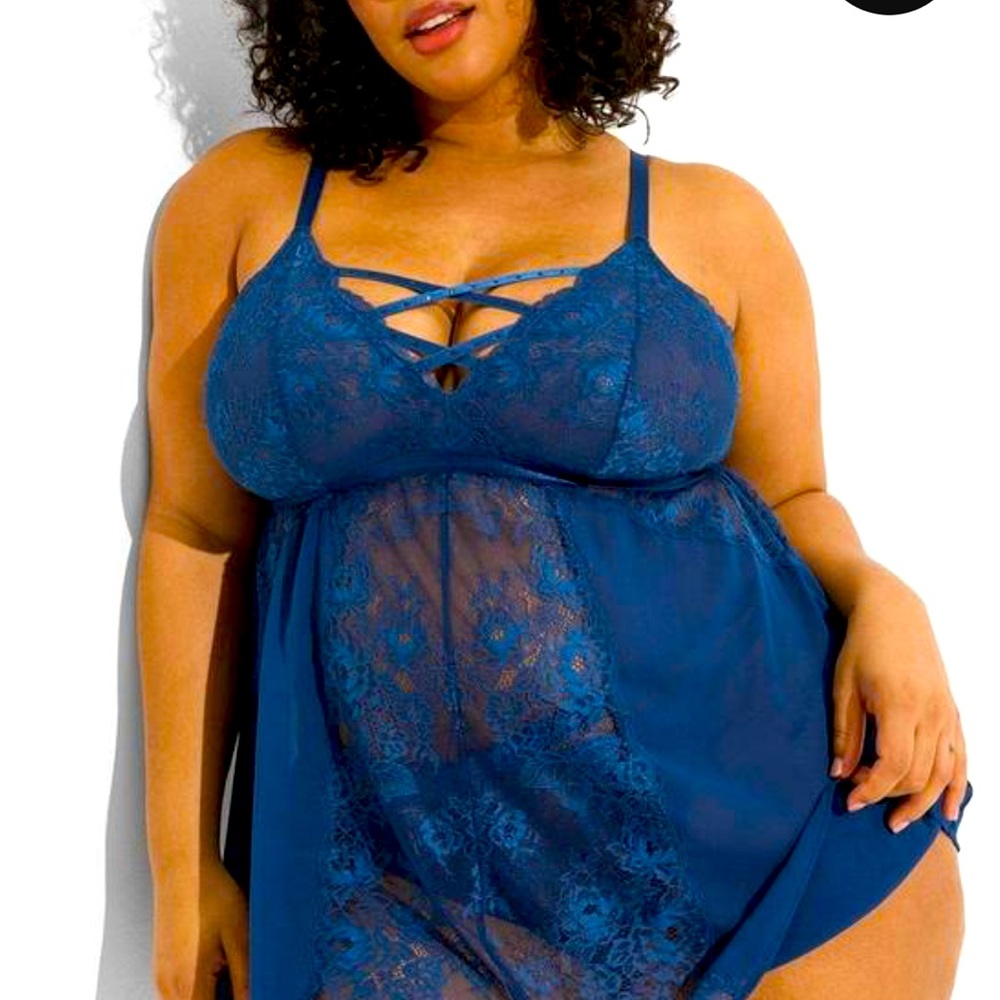 Torrid Curve Cobalt Blue Babydoll 1X NWOT